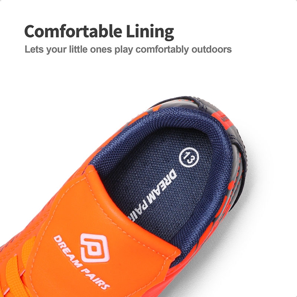 Boys & Girls Soccer Football Cleats Shoes - ORANGE NAVY - 2