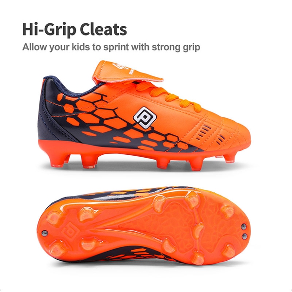 Boys & Girls Soccer Football Cleats Shoes - ORANGE NAVY - 1