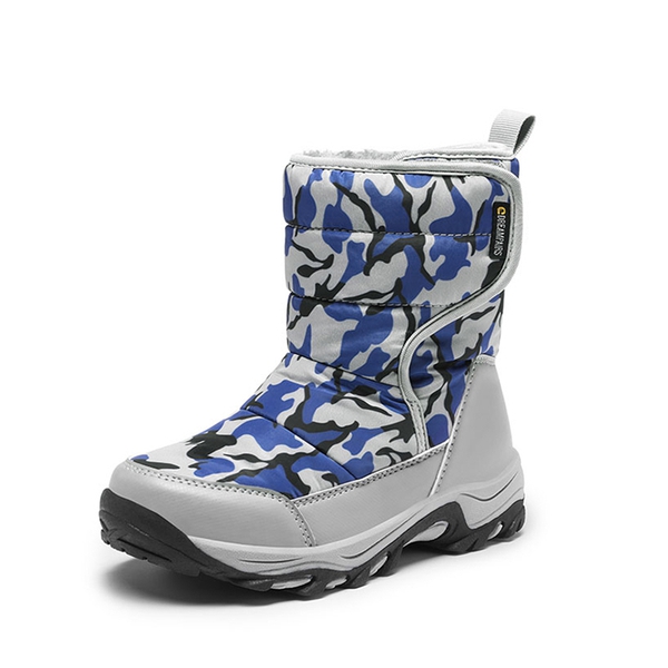 Kids Waterproof Faux Fur Snow Boots - CAMOUFLAGE BLUE -  0