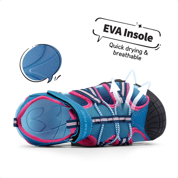 Boys Girls Outdoor Athletic Sandals - NAVY FUCHSIA MINT - 1