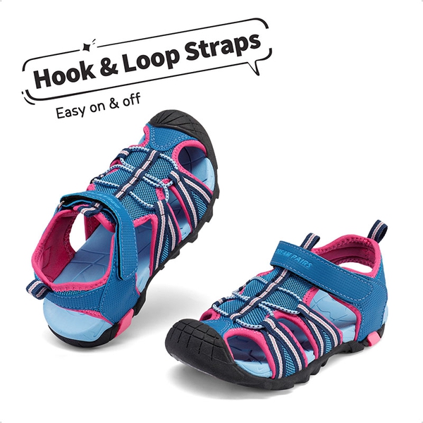 Boys Girls Outdoor Athletic Sandals - NAVY FUCHSIA MINT - 2