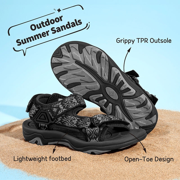 Boys and Girls Strap Sports Sandals - BLACK - 4