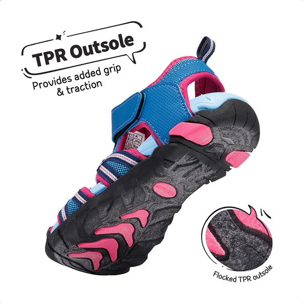 Boys Girls Outdoor Athletic Sandals - NAVY FUCHSIA MINT - 3