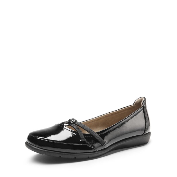 Crossover Straps Slip-On Flats - BLACK PAT -  0