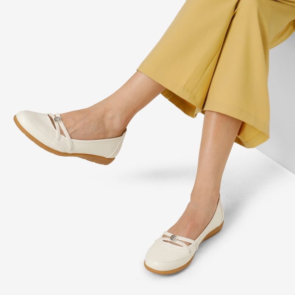 Crossover Straps Slip-On Flats - WHITE - 1