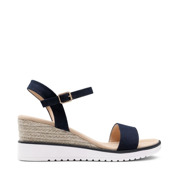  Espadrille Ankle Strap Wedge Sandals - NAVY - 2