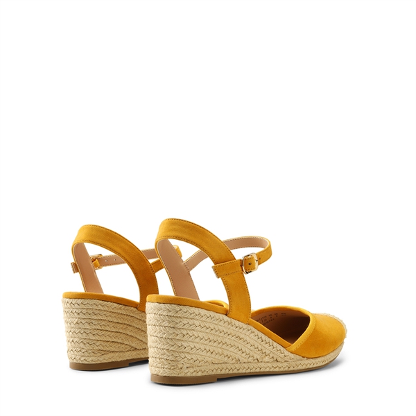 Espadrille Ankle Strap Wedge Sandals - YELLOW - 4
