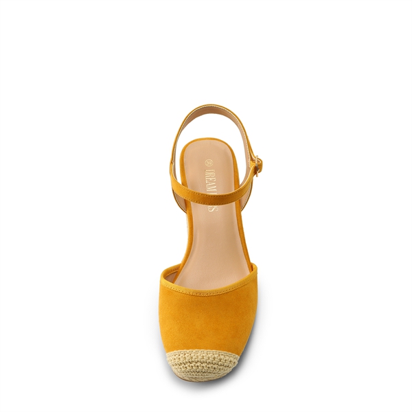 Espadrille Ankle Strap Wedge Sandals - YELLOW - 3