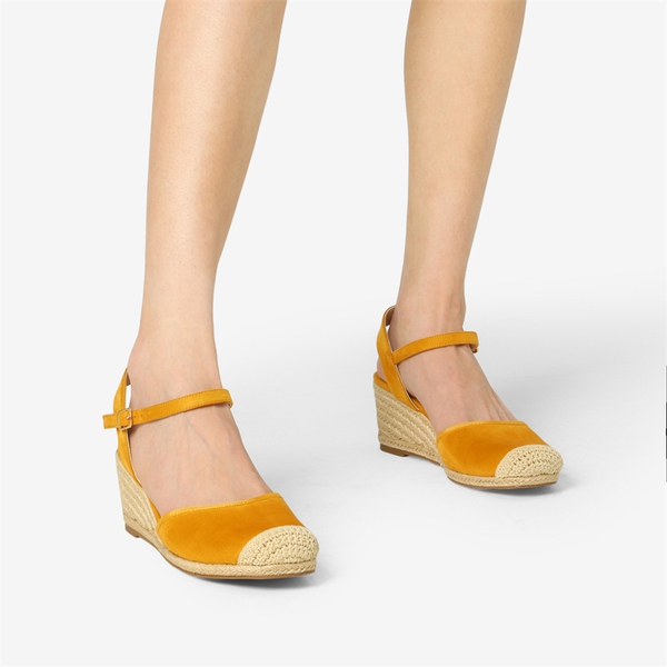 Espadrille Ankle Strap Wedge Sandals - YELLOW - 1