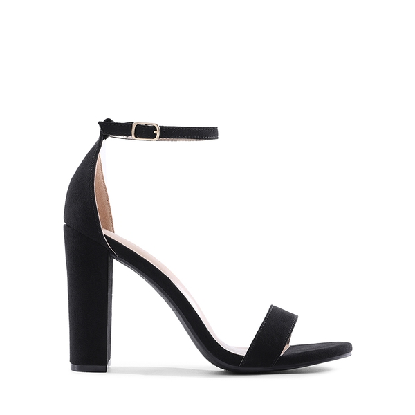 Chunky High Heel Sandals - BLACK SUEDE - 1