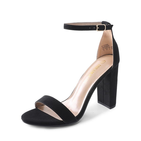 Chunky High Heel Sandals - BLACK SUEDE -  0
