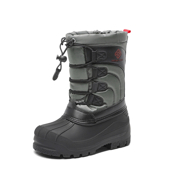 Kids Waterproof Shell Bottom Snow Boots - BLACK GREY RED -  0