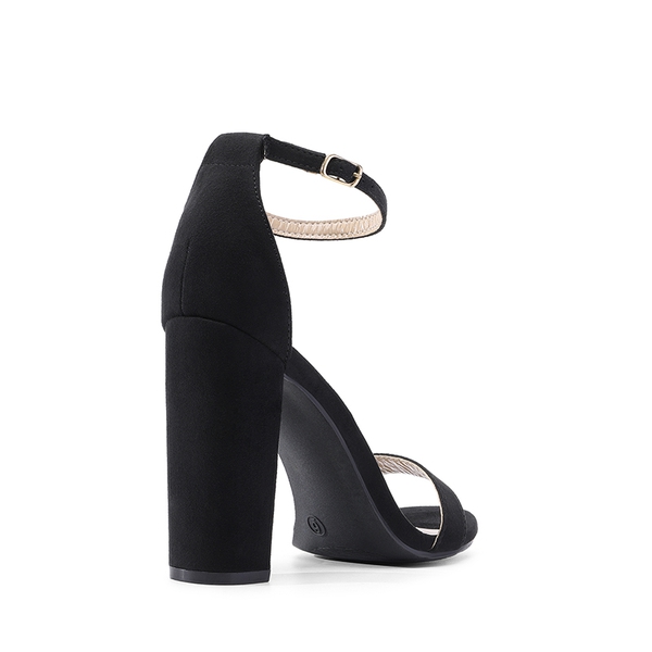 Chunky High Heel Sandals - BLACK SUEDE - 2