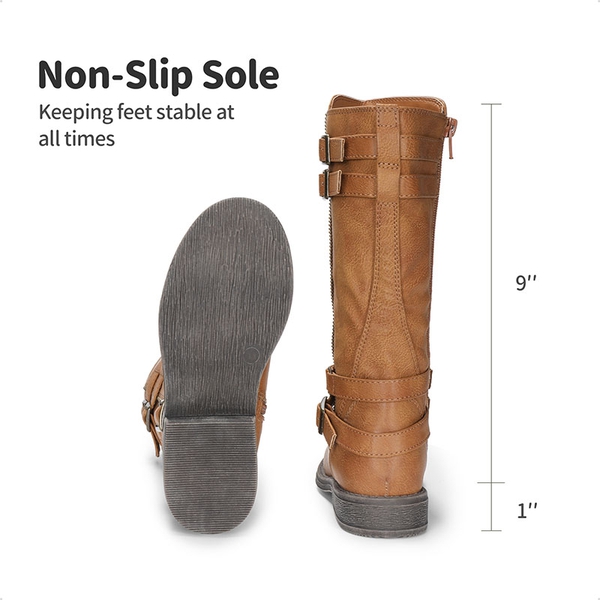 Girls Knee High Riding Boots - TAN - 4