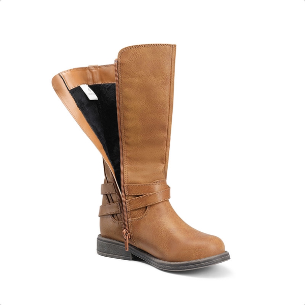 Girls Knee High Riding Boots - TAN - 2
