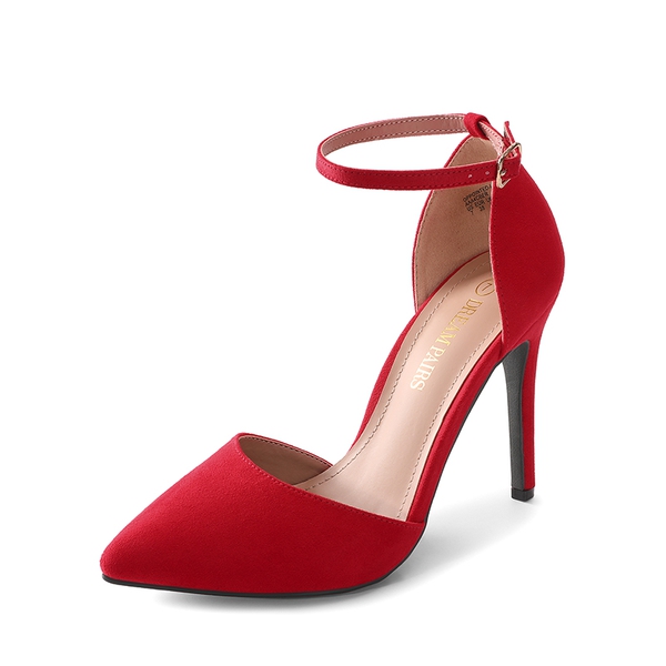 Pointed Toe Stiletto High Heel Pumps - RED SUEDE -  0