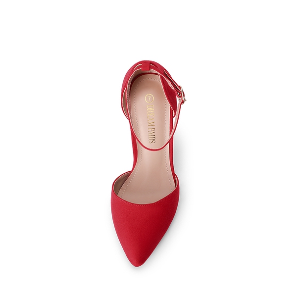 Pointed Toe Stiletto High Heel Pumps - RED SUEDE - 5