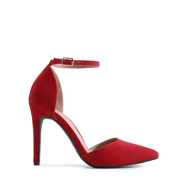 Pointed Toe Stiletto High Heel Pumps - RED SUEDE - 3