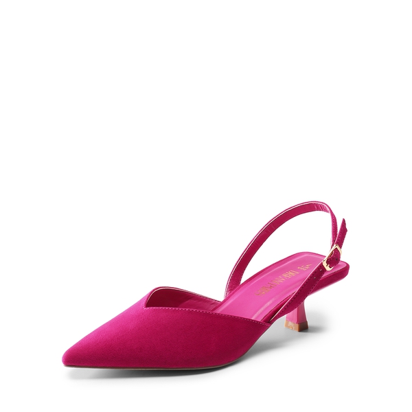 V  Vamp Slingback Kitten Heels Pumps - HOT PINK -  0