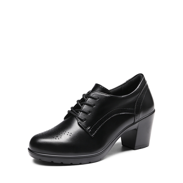 Arch Support Chunky Heel Oxfords - BLACK PU -  0