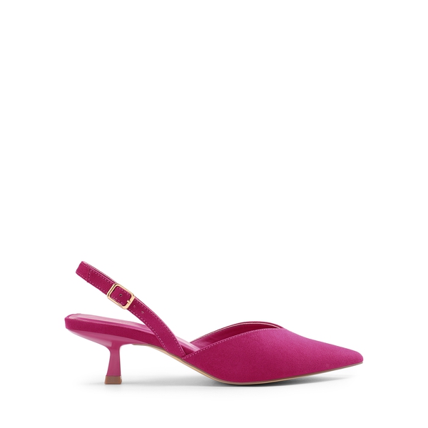 V  Vamp Slingback Kitten Heels Pumps - HOT PINK - 1