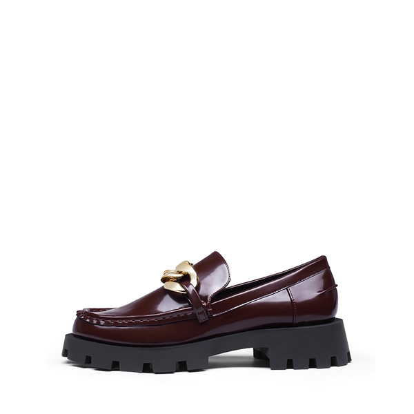 Golden Chain Chunky Loafers - BURGUNDY - 1