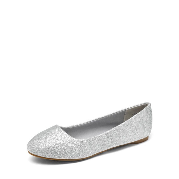 Wide Width Comfortable Ballerina Sparkly Flats - SILVER-GLITTER -  0