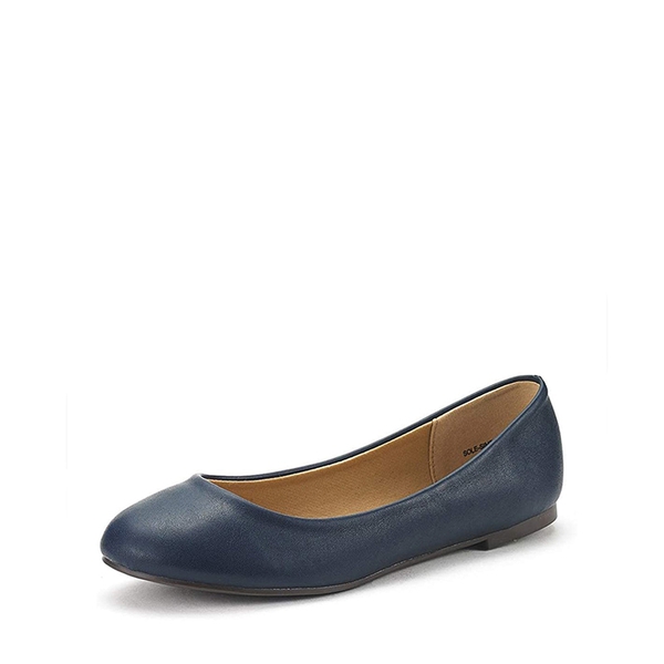 Comfortable Ballerina Walking Flats - NAVY PU -  0