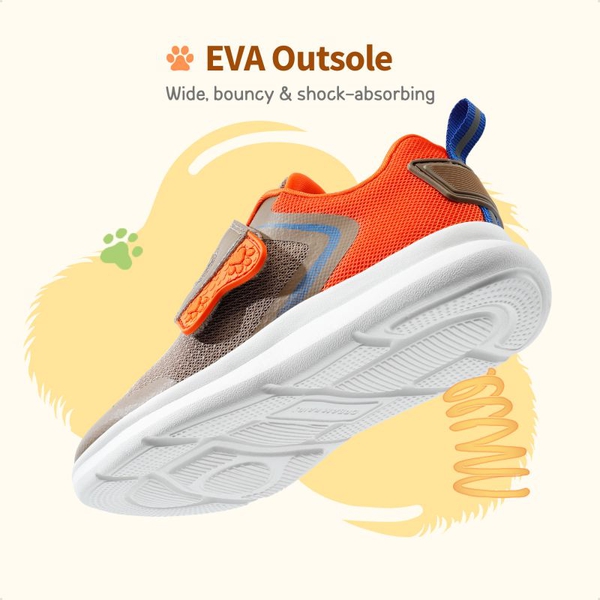 Kids Mesh Upper Easy On & Off Athletic Running Shoes - BROWN ORANGE - 4
