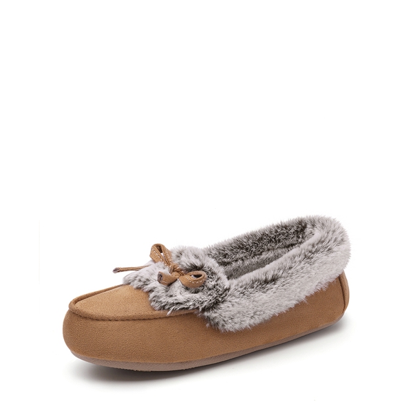 Slip on Faux Fur Lining Slippers - TAN -  0