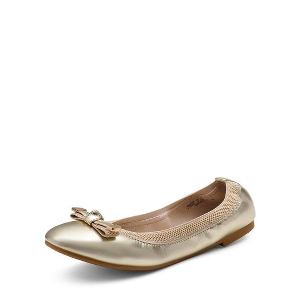 Foldable Bowknot Round Toe Ballet Flats - GOLD-PU -  0