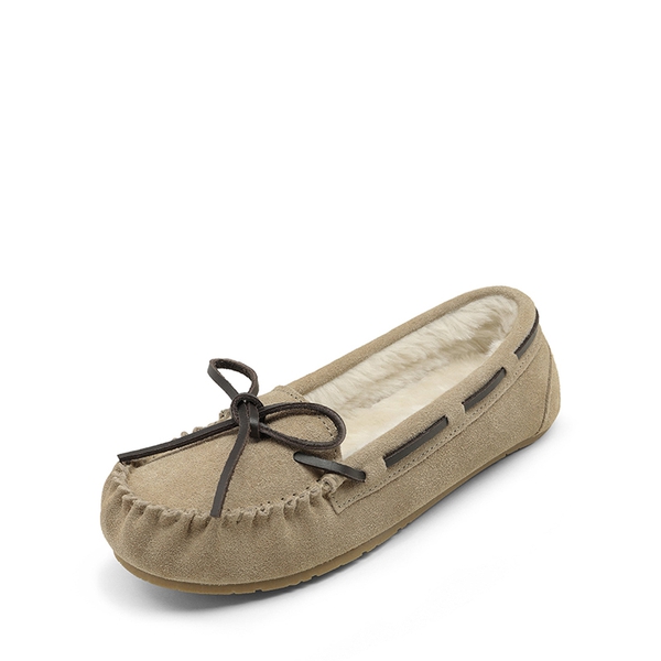 Faux Suede Moccasin Slippers - SAND -  0