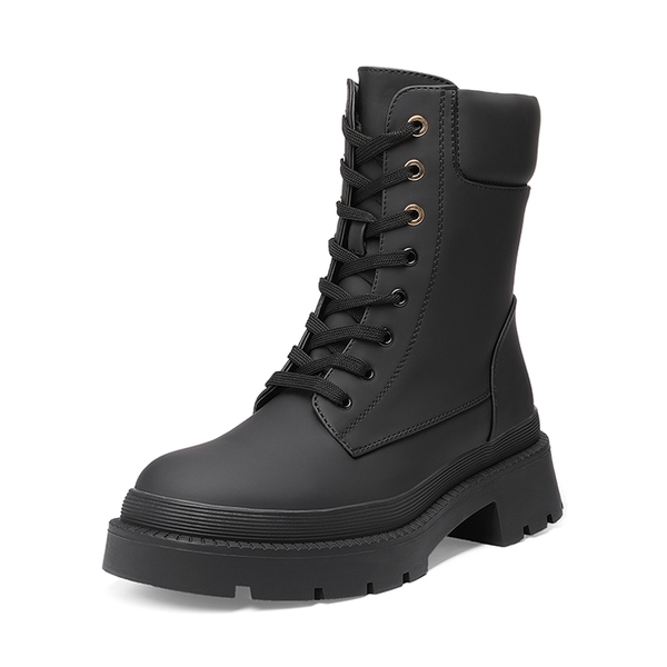 Lug Sole Platform Combat Boots - BLACK -  0