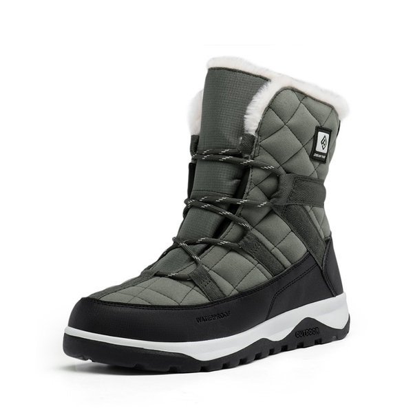 Rubber Faux Fur Lined Waterproof Snow Boots - GREY -  0