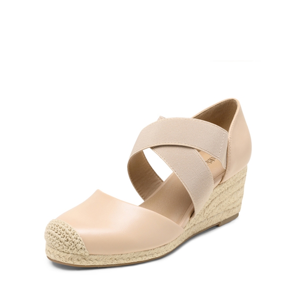 Closed-Toe Criss Cross Espadrille Sandals - NUDE -  0