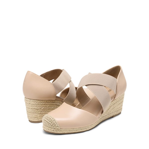 Closed-Toe Criss Cross Espadrille Sandals - NUDE - 1