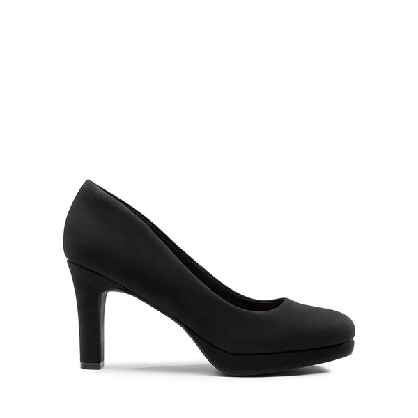 Platform Comfortable Mid Heel Pumps - BLACK-NUBUCK - 3