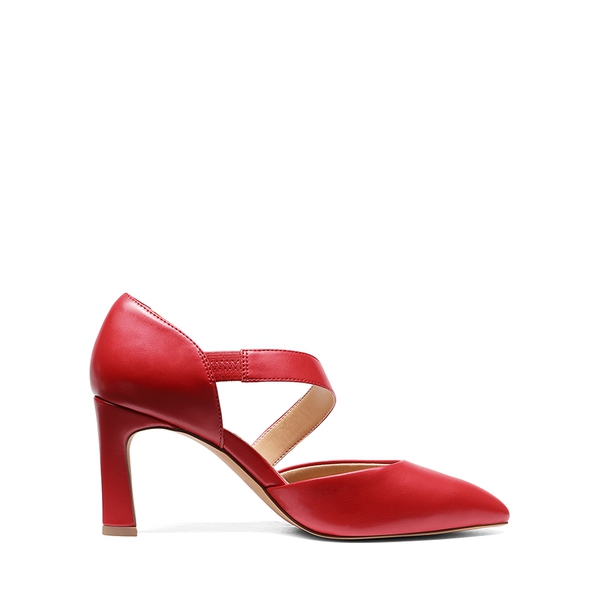 Pointed Toe D'Orsay Pumps - RED-PU - 3