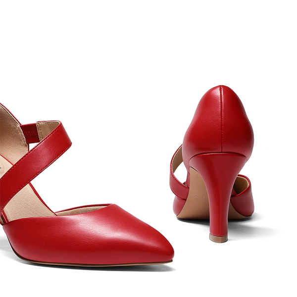 Pointed Toe D'Orsay Pumps - RED-PU - 5