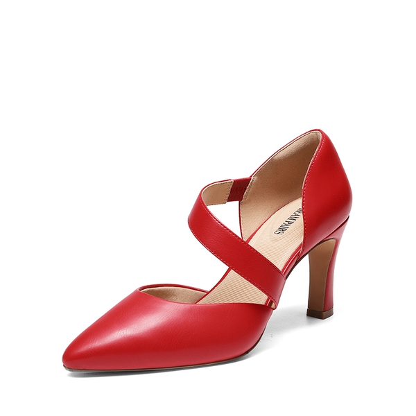 Pointed Toe D'Orsay Pumps - RED-PU -  0