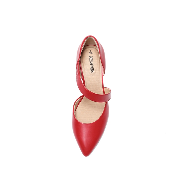 Pointed Toe D'Orsay Pumps - RED-PU - 4