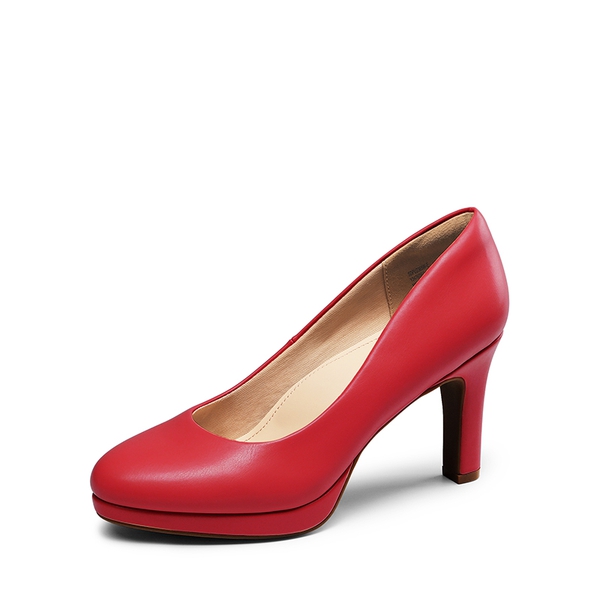 Platform Comfortable Mid Heel Pumps - RED-PU -  0