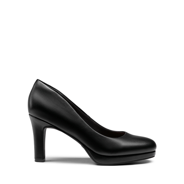 Platform Comfortable Mid Heel Pumps - BLACK-PU - 4