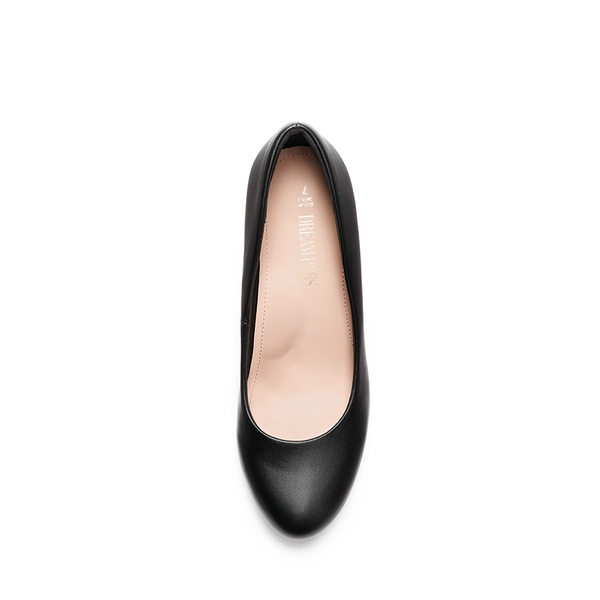 Platform Comfortable Mid Heel Pumps - BLACK-PU - 6