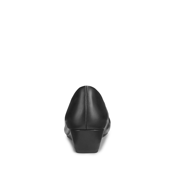 Mid Wedge Heel Pump Shoes - BLACK PU - 3