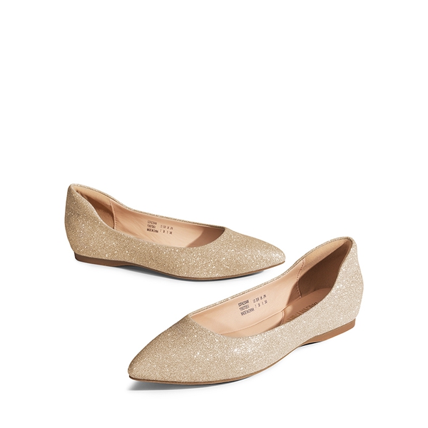 Pointed Toe Arch Support Flats - GOLD-GLITTER - 5