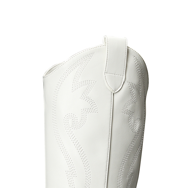  Pointed Toe Embroidered Cowboy Boots - WHITE - 3