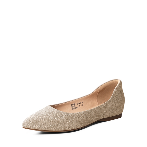Pointed Toe Arch Support Flats - GOLD-GLITTER -  0