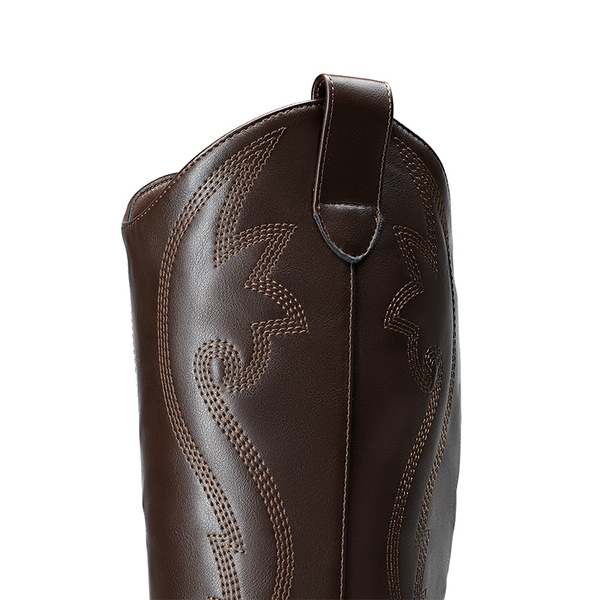  Pointed Toe Embroidered Cowboy Boots - BROWN - 3