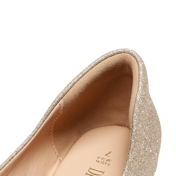 Pointed Toe Arch Support Flats - GOLD-GLITTER - 4